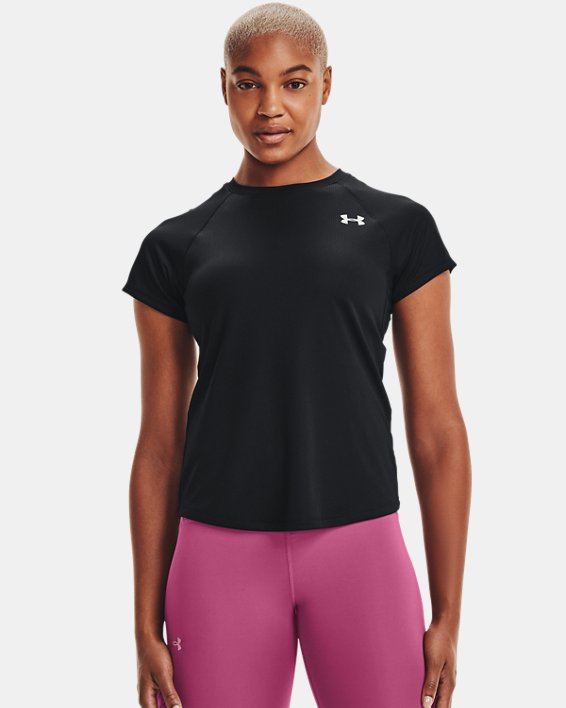 Women's UA Speed Stride Short Sleeve, Black, pdpMainDesktop image number 2